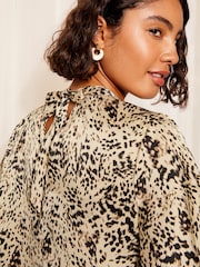 Friends Like These Pink Animal Printed Flutter Sleeve Keyhole Blouse - Image 2 of 4