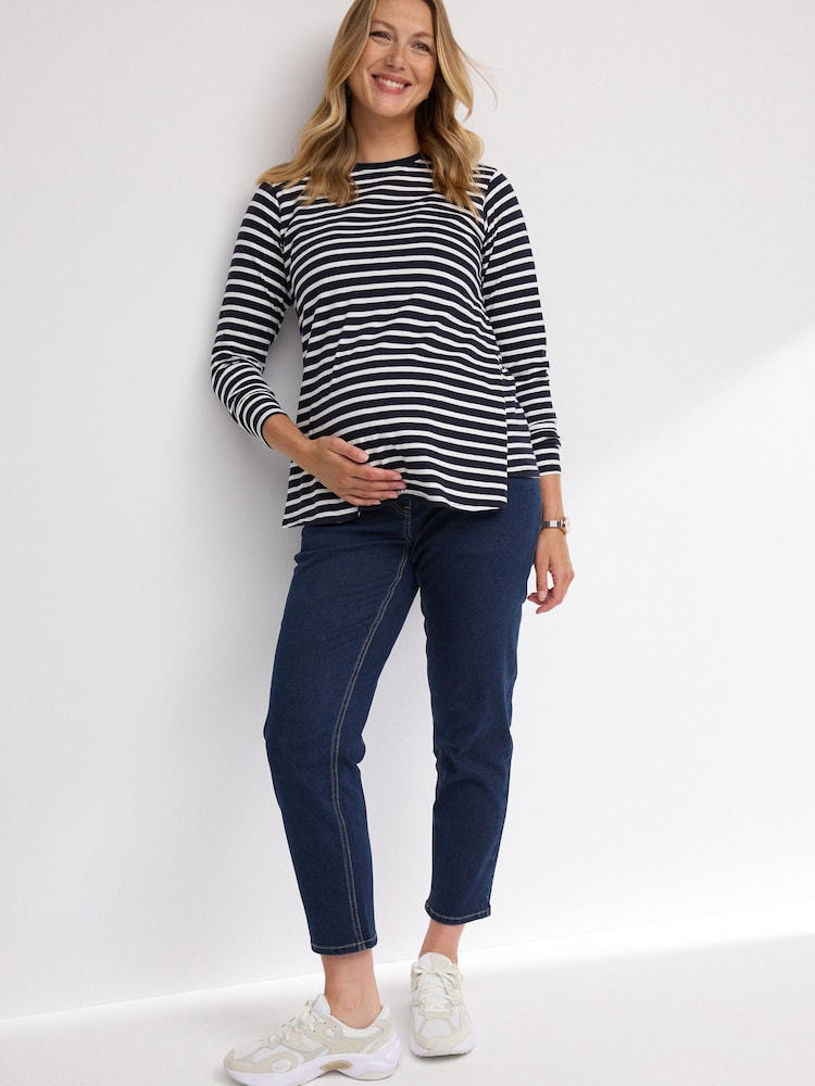 Dunkelblau - Mom-Jeans (Umstandsmode) aus Denim - Bild 1 von 9 Dunkelblau - Mom-Jeans (Umstandsmode) aus Denim - Bild 1 von 9