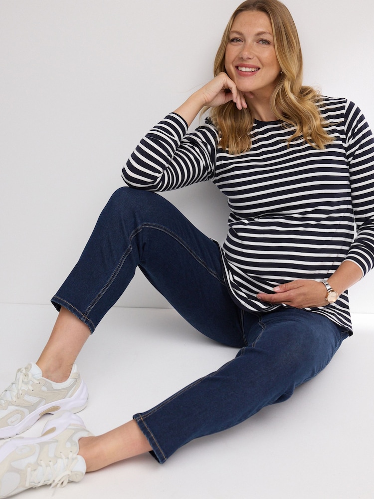 Dunkelblau - Mom-Jeans (Umstandsmode) aus Denim - Bild 2 von 9 Dunkelblau - Mom-Jeans (Umstandsmode) aus Denim - Bild 2 von 9
