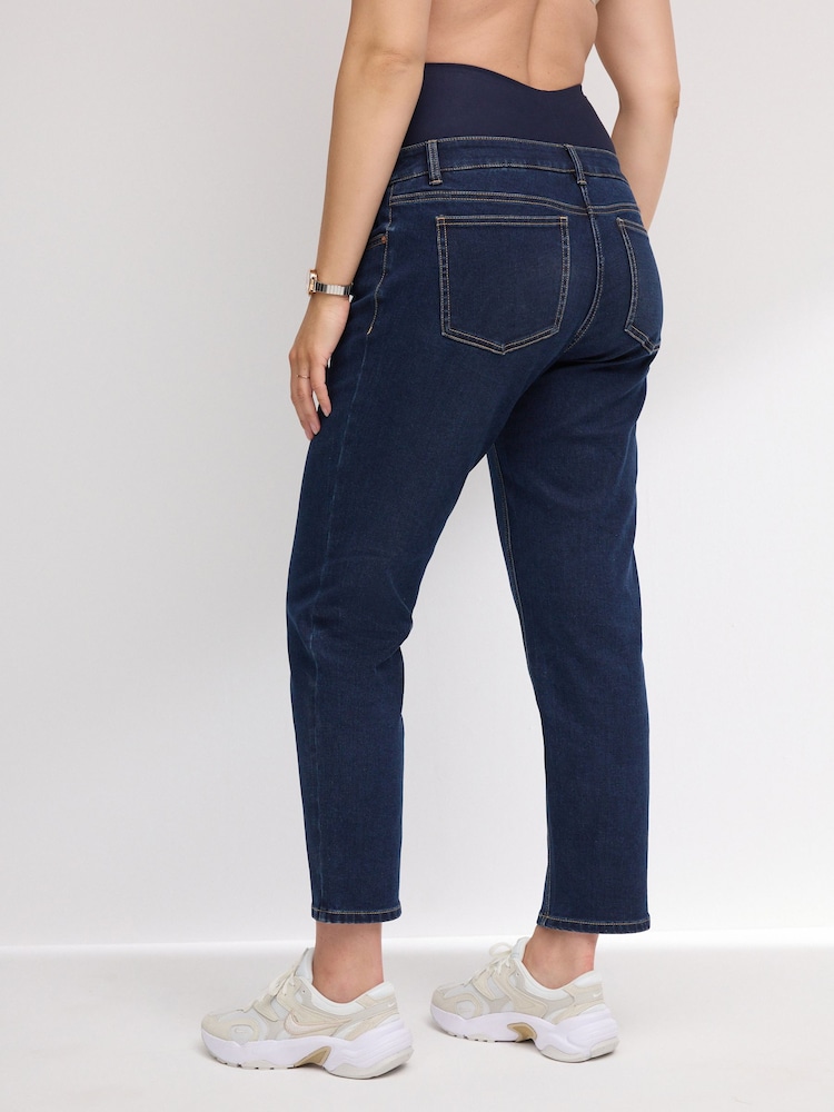 Dark Blue Mom Maternity Denim Jeans - Image 4 of 9