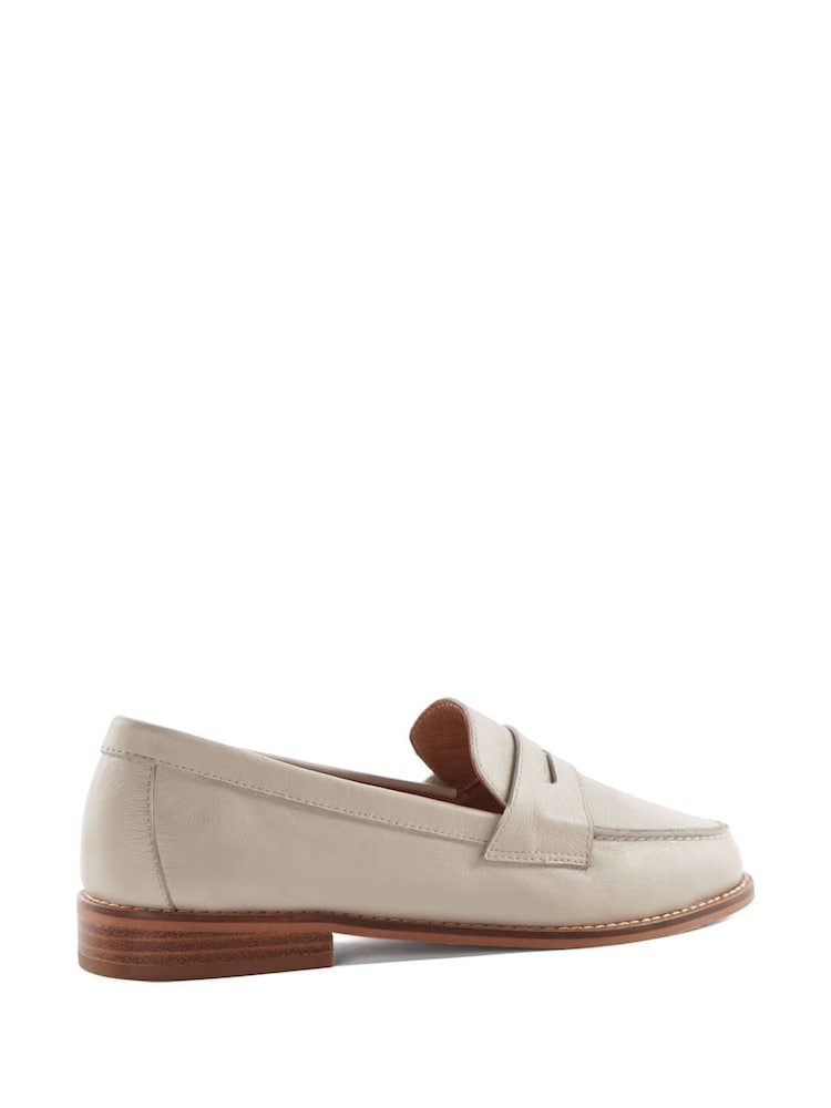 Dune London Cream Standard Fit Ginelli Flexi Sole Leather Penny Loafers - Image 5 of 6