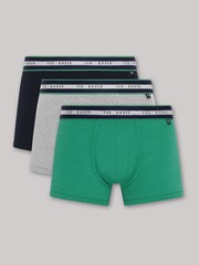 Ted Baker Blue Cotton Trunks 3 Pack - Image 1 of 7