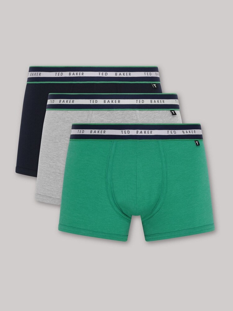 Ted Baker Blue Cotton Trunks 3 Pack - Image 1 of 7