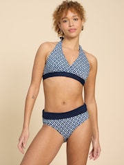 White Stuff Blue Reversible Fold Down Bottom Swimsuit - Image 2 of 7