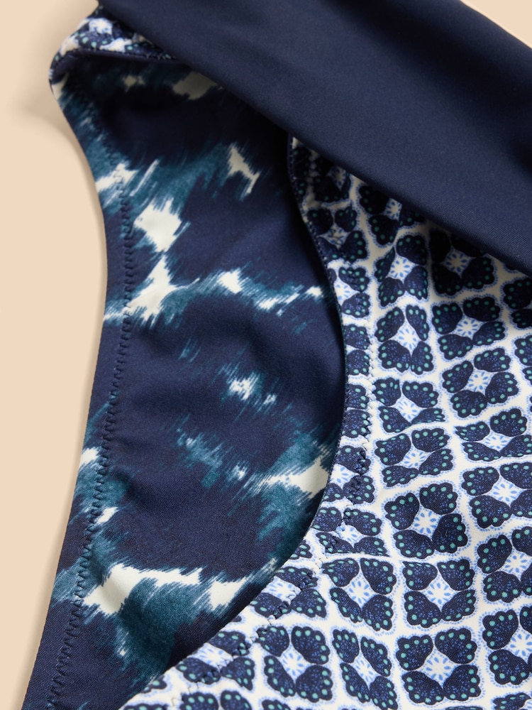 White Stuff Blue Reversible Fold Down Bottom Swimsuit - Image 7 of 7