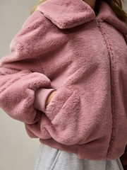 Pink Faux Fur Zip Lounge Jacket - Image 6 of 8