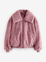 Pink Faux Fur Zip Lounge Jacket - Image 7 of 8