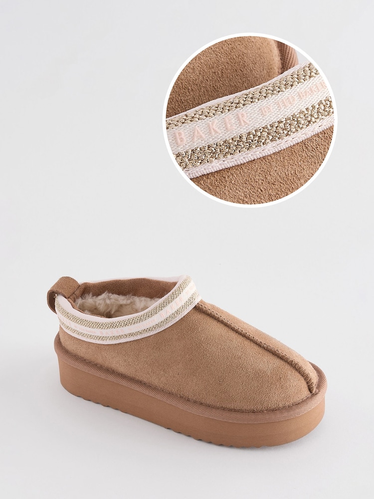 Baker by Ted Baker Girls Cosy Tan Brown Mule Slippers - Изображение 1 из 7