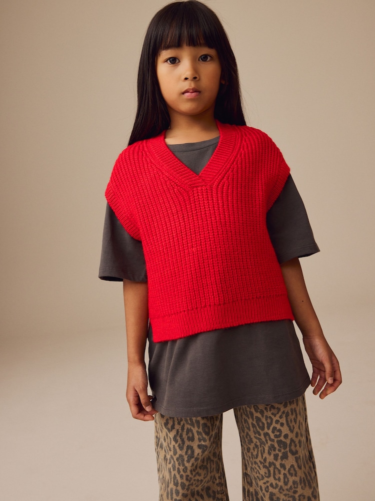 Red Knitted Tank (3-16yrs) - Image 1 of 8