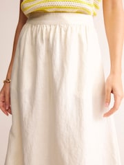 Boden Cream Florence 100% Linen Midi Skirt - Image 2 of 5