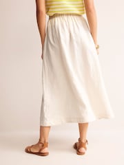 Boden Cream Florence 100% Linen Midi Skirt - Image 3 of 5