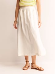 Boden Cream Florence 100% Linen Midi Skirt - Image 4 of 5