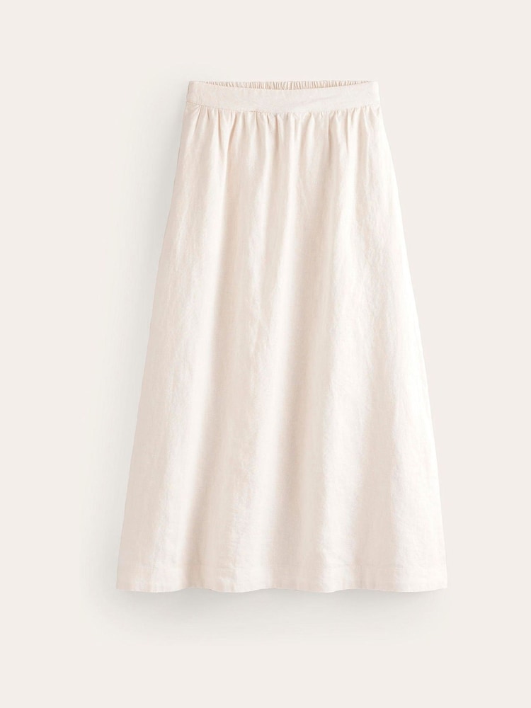 Boden Cream Florence 100% Linen Midi Skirt - Image 5 of 5