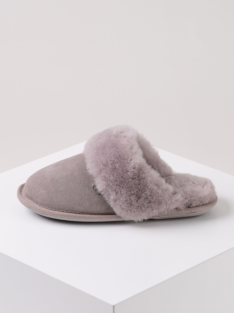 Just Sheepskin Light Grey Ladies Duchess Slippers - Image 3 of 5