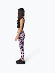 Hype. Girls Purple Multi Disco Leopard Leggings - Image 5 of 6