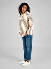 JoJo Maman Bébé Oatmeal & Toffee Stripe Long Sleeve Boyfriend Maternity T-Shirt - Image 3 of 4