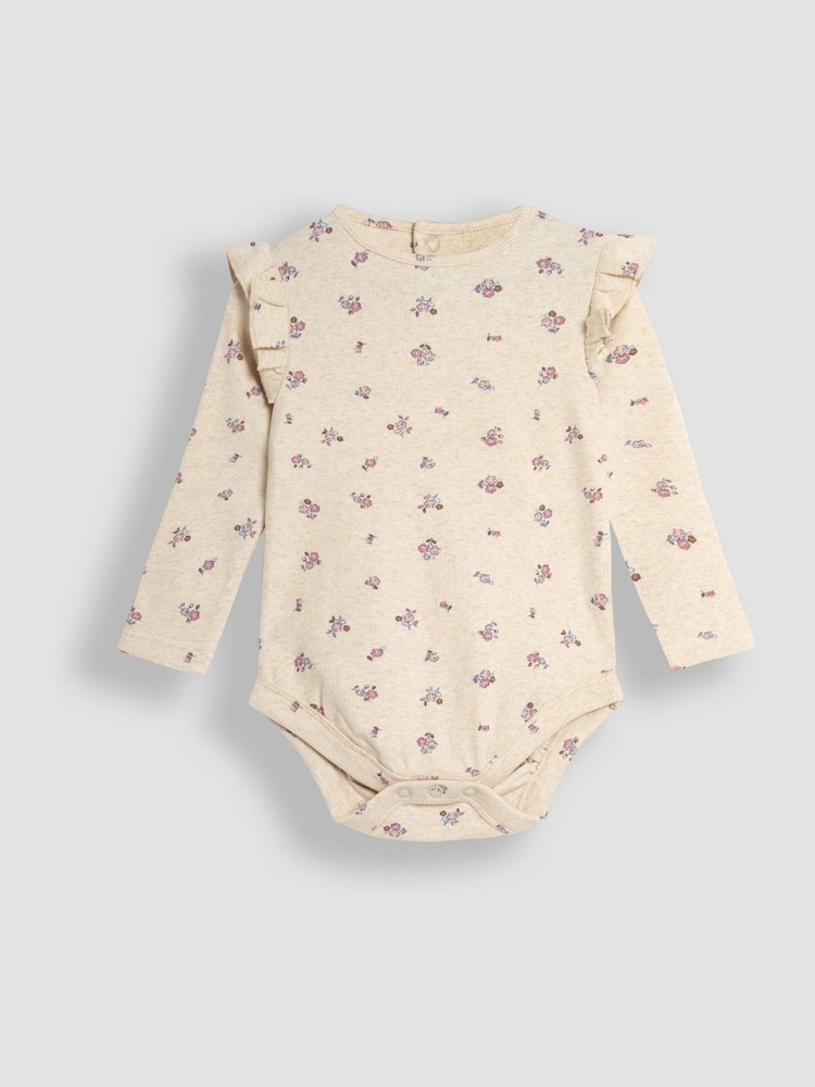 JoJo Maman Bébé Pink Floral & Spot Round Neck Rib Bodies 2 Pack - Image 2 of 7