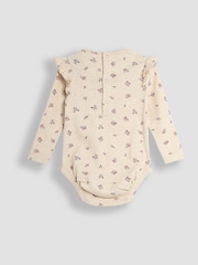 JoJo Maman Bébé Pink Floral & Spot Round Neck Rib Bodies 2 Pack - Image 3 of 7