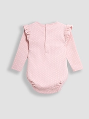 JoJo Maman Bébé Pink Floral & Spot Round Neck Rib Bodies 2 Pack - Image 5 of 7
