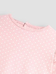 JoJo Maman Bébé Pink Floral & Spot Round Neck Rib Bodies 2 Pack - Image 7 of 7