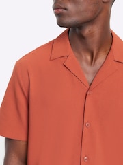 River Island Red Short Sleeve Seersucker Revere Shirt - Image 3 of 4