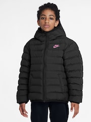Nike Black/Pink Synthetic Fill Hooded Jacket - Image 1 of 5