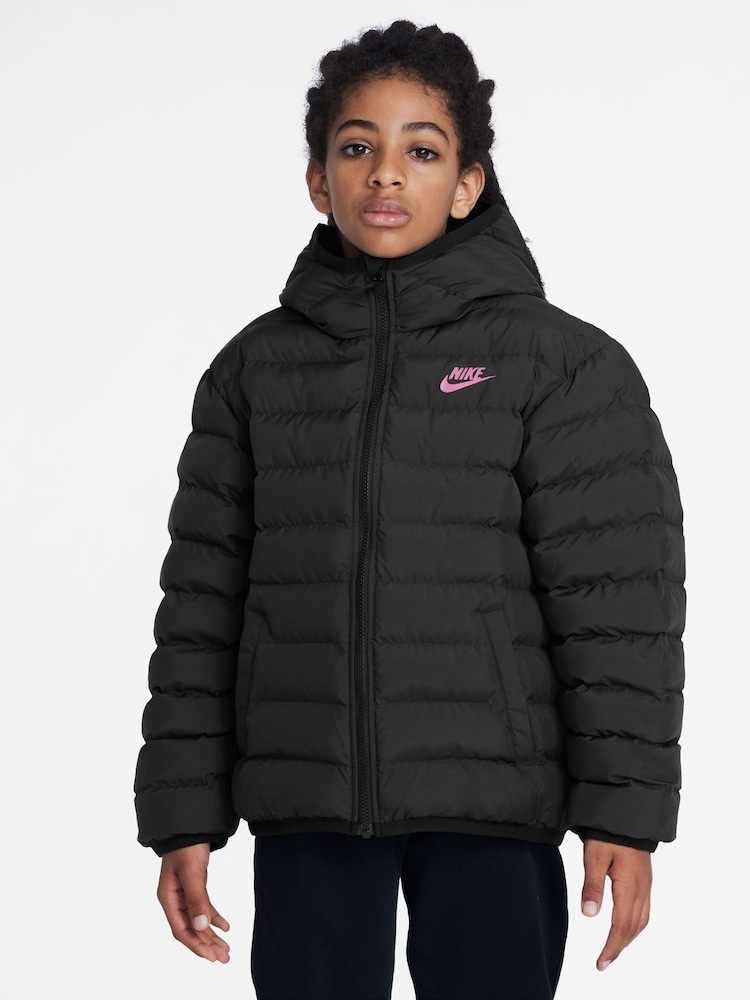 Nike Black/Pink Synthetic Fill Hooded Jacket - Image 1 of 5