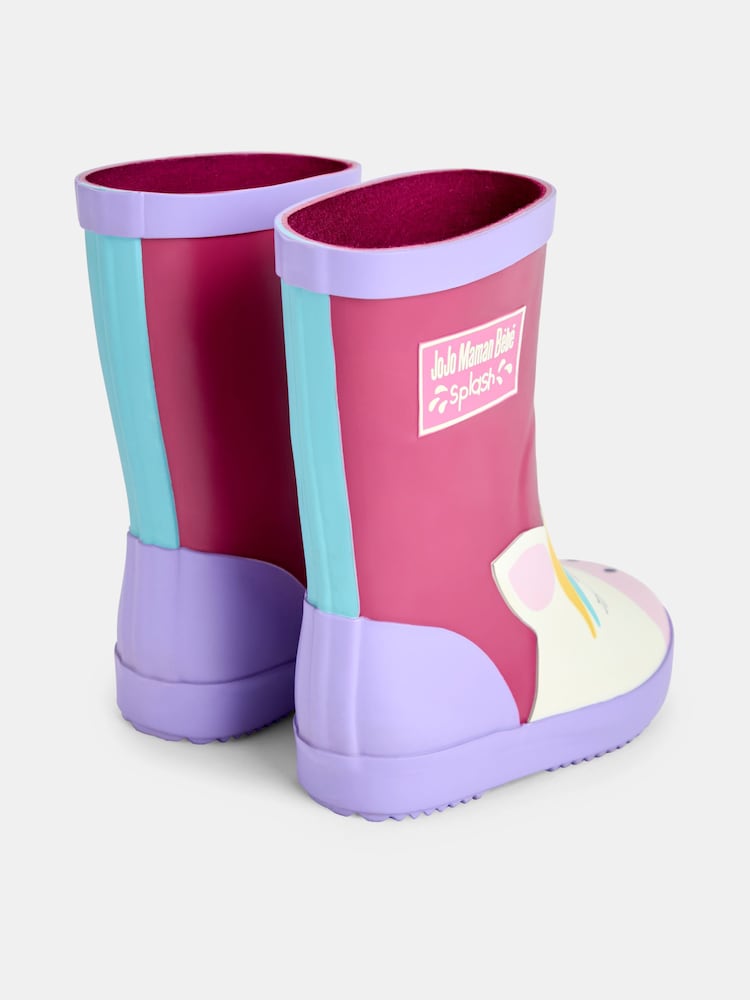 JoJo Maman Bébé Pink Unicorn Wellies - Image 2 of 4