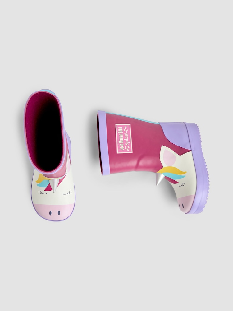 JoJo Maman Bébé Pink Unicorn Wellies - Image 4 of 4 JoJo Maman Bébé Pink Unicorn Wellies - Image 4 of 4