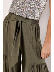Apricot Green Tiered Wide-Leg Woven Trousers - Image 3 of 4