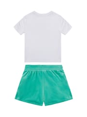 أبيض - طقم للبنات من تيشِرت مُزيّن بطبعة معيّن هندسي وشورت من القطن 100% من Juicy Couture - صورة 2 من 4