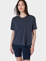 Sweaty Betty Navy Blue Soft Flow Studio T-Shirt - Image 1 of 8