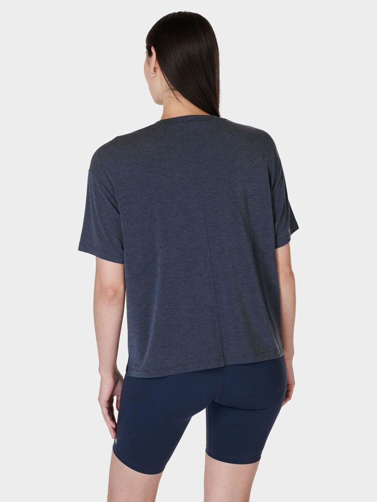 Sweaty Betty Navy Blue Soft Flow Studio T-Shirt - Image 2 of 8 Sweaty Betty Navy Blue Soft Flow Studio T-Shirt - Image 2 of 8
