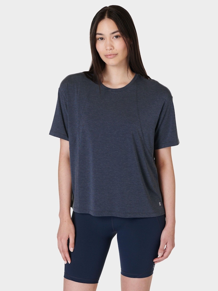 Sweaty Betty Navy Blue Soft Flow Studio T-Shirt - Image 3 of 8