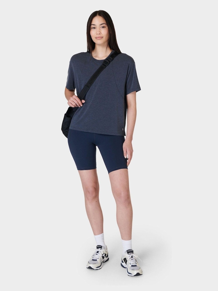 Sweaty Betty Navy Blue Soft Flow Studio T-Shirt - Image 4 of 8