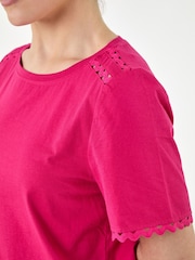 Roman Pink Cotton Ric Rac Detail T-Shirt - Image 4 of 4