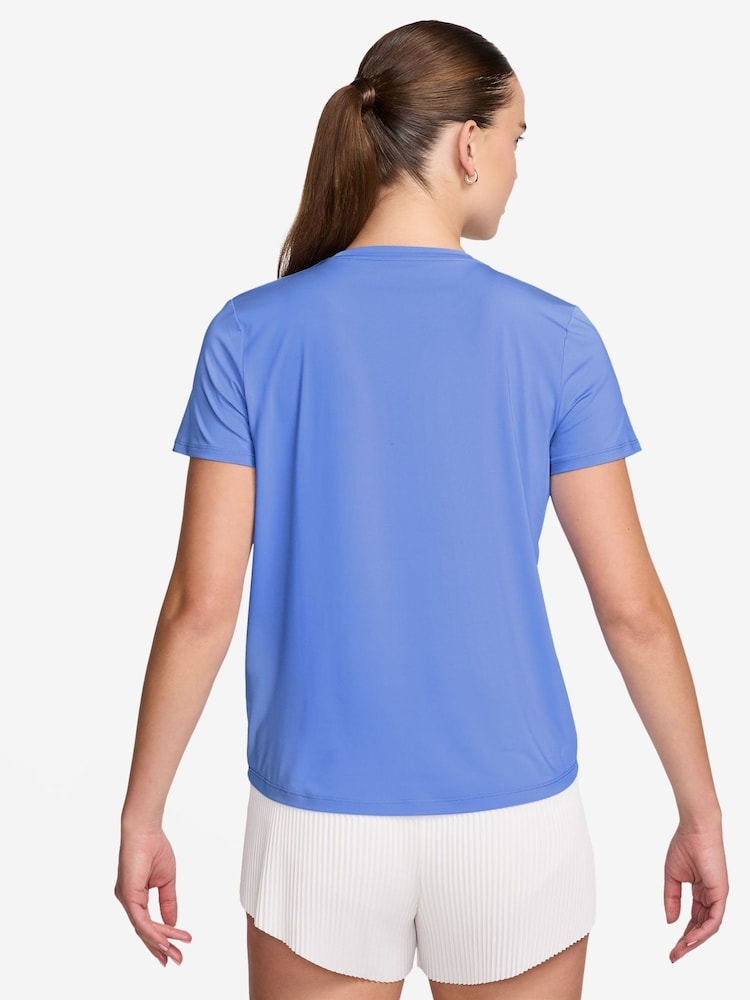 Nike Blue One Swoosh Dri-FIT Short-Sleeve Graphic Running Top - Image 2 of 3