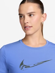 Nike Blue One Swoosh Dri-FIT Short-Sleeve Graphic Running Top - Image 3 of 3