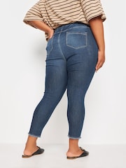 Yours Curve Blue Jenny Cat Scratch Cropped Jeggings - Image 3 of 5