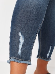 Yours Curve Blue Jenny Cat Scratch Cropped Jeggings - Image 4 of 5