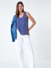 Roman Blue Polka Dot Print Cami Top - Image 2 of 5