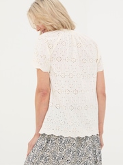 FatFace Willow White Broderie Blouse - Image 2 of 5