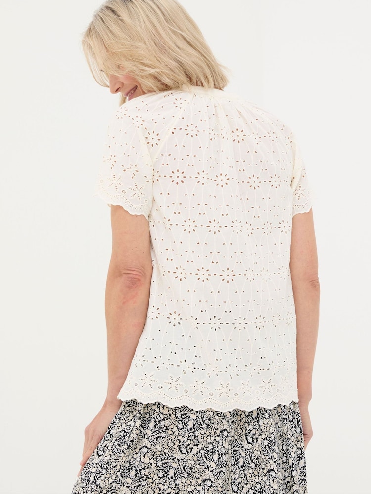 FatFace Willow White Broderie Blouse - Image 2 of 5