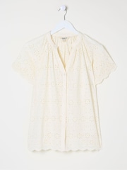 FatFace Willow White Broderie Blouse - Image 5 of 5