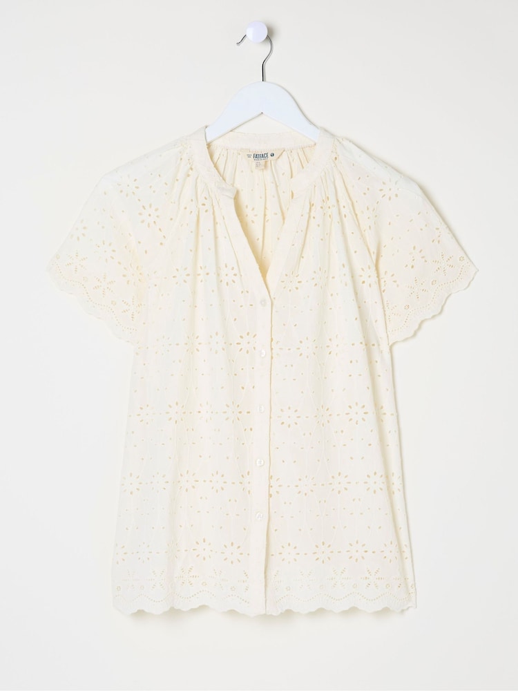 FatFace Willow White Broderie Blouse - Image 5 of 5
