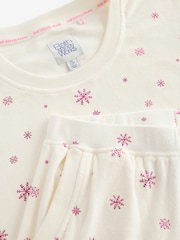 Bath & Body Works Pink/Cream Twosie Snowflake Pyjamas - Image 9 of 12