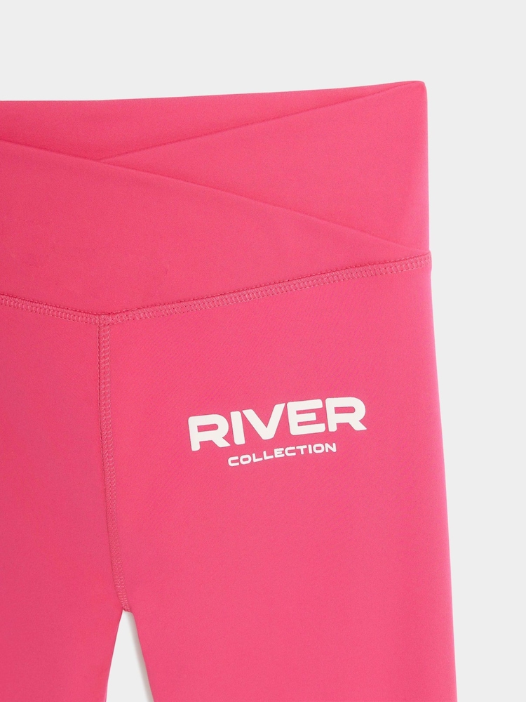 River Island Pink Girls 100% Cotton Active Tank and Leggings Set - Image 3 of 4