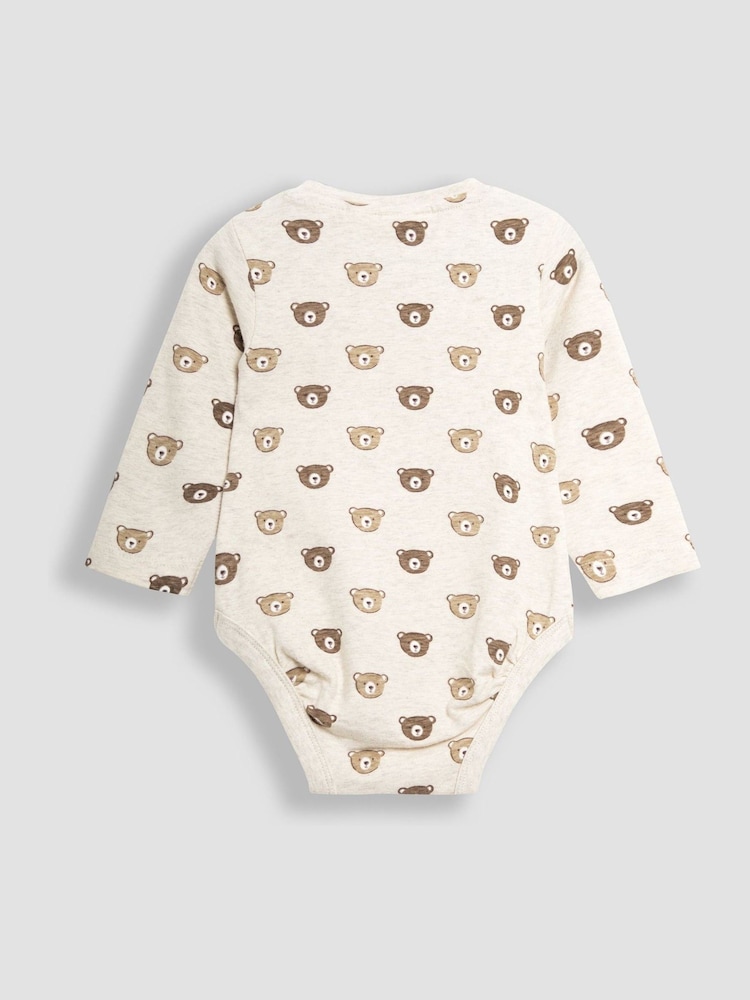 JoJo Maman Bébé Natural Printed Bear And Appliqué Pocket Bodies 2 Pack - Image 4 of 6