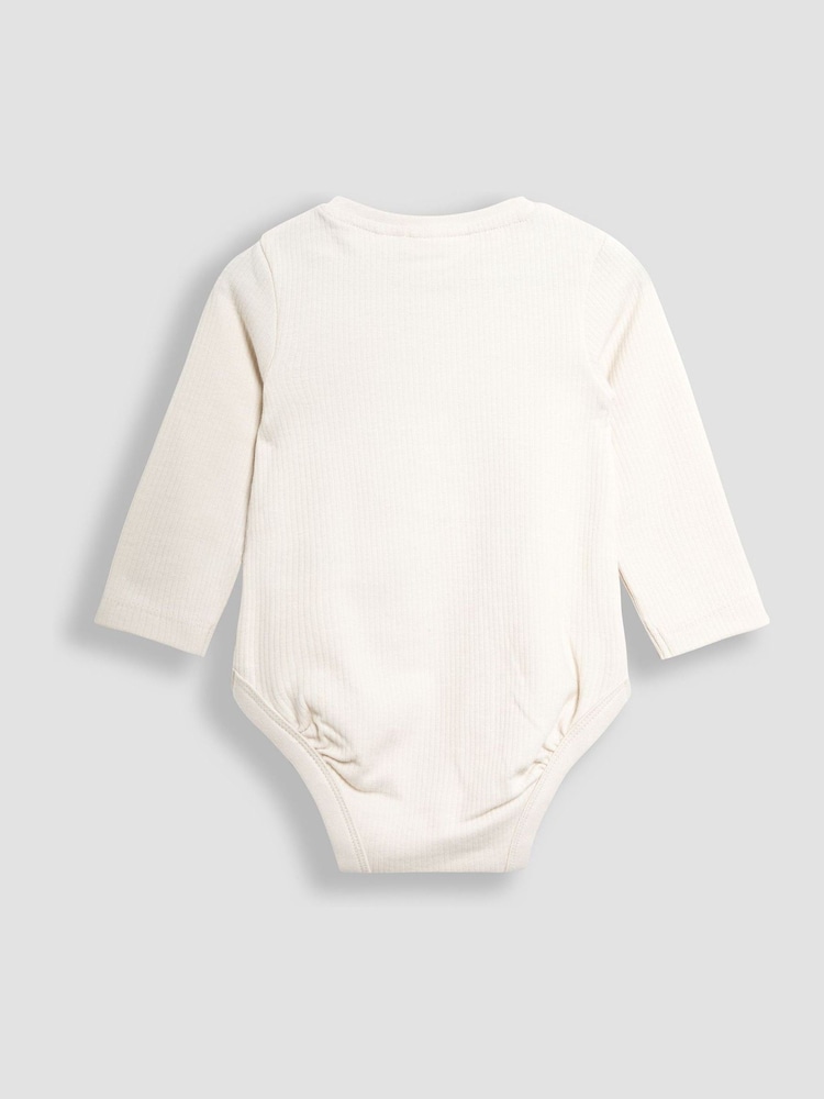 JoJo Maman Bébé Natural Printed Bear And Appliqué Pocket Bodies 2 Pack - Image 5 of 6