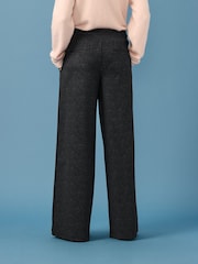 Black Check Pinstripe Brushed Jersey Wide Leg Trousers - Image 3 of 7
